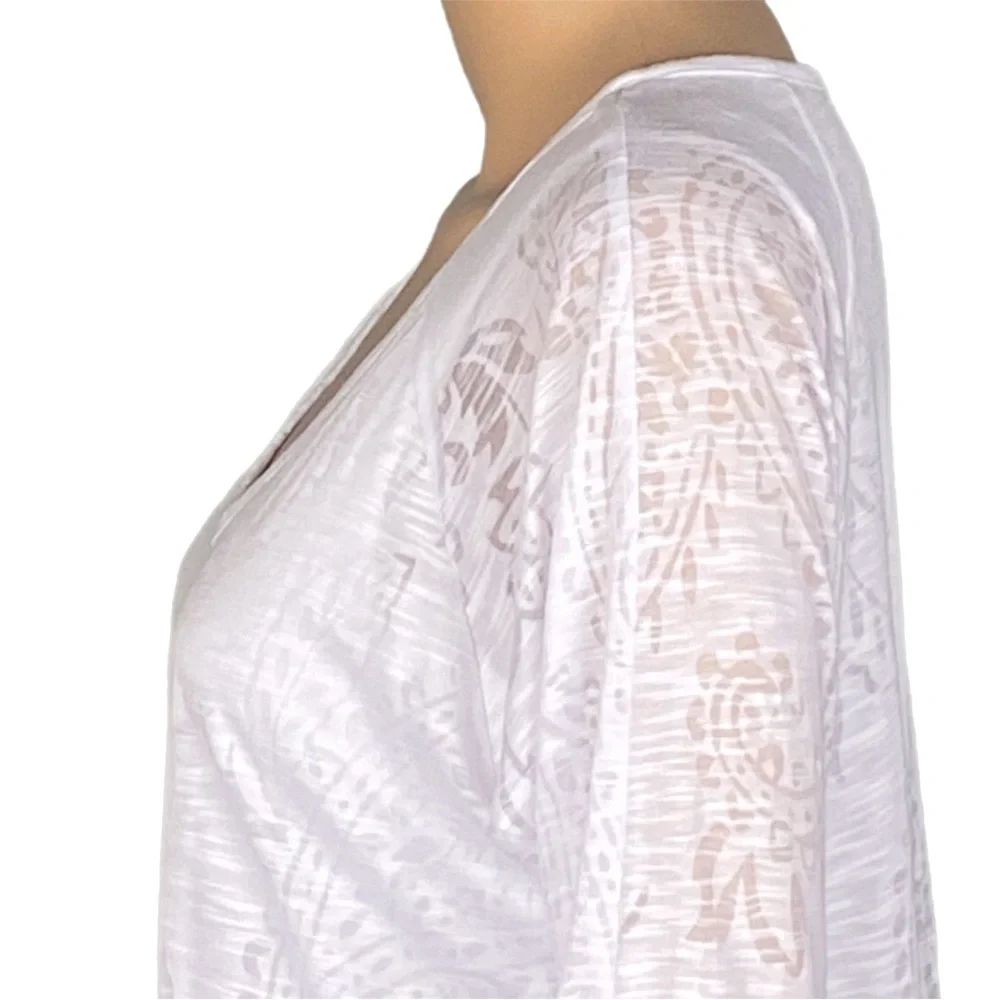 MIRACLEBODY by MIRACLESUIT white burnout fabric top over slimming tank top Large - Picture 6 of 13